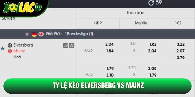 Tỷ lệ kèo Elversberg vs Mainz Tỷ lệ kèo Elversberg vs Mainz